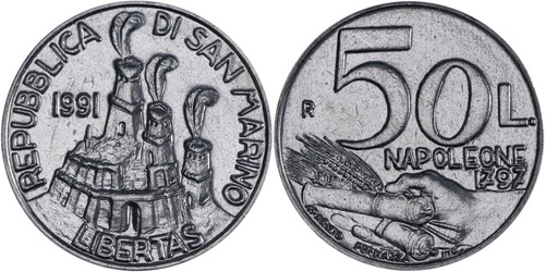San marino lire stainless - marino:, 50