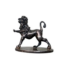 *HH* Miniatura Sigillo Leone Scultura Statua In Argento Timbro Statue Lion 