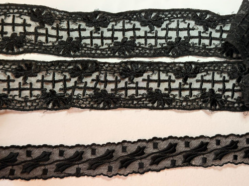 Pizzo antico bordo in tulle - antico,