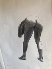 Enotrio Pugliese, nudo di donna, carboncino. Anni 80. Opera unica