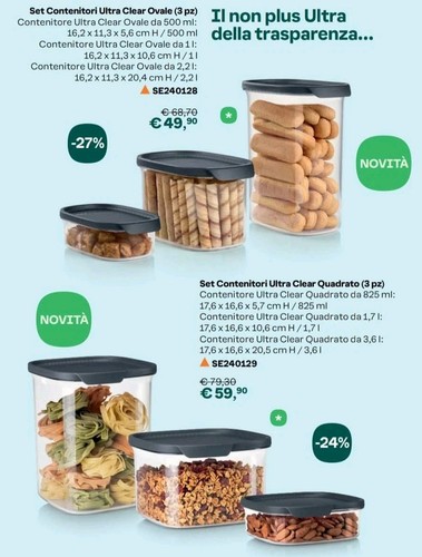Tupperware ultra clear - clear, set
