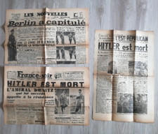 Journaux Guerre WWII - 2 et 3 mai 1945 - Mort Hitler Capitulation Berlin Doenitz