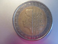 moneta euro 2,00 olanda del 1999 varieta' viso in rilievo