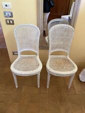 Set 6 Sedie Antiche Shabby Bianco In Paglia Di Vienna