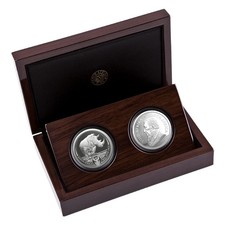 Sudafrica 2025 Rhino/Krugerrand Privy Mark 2 x 1 oz argento proof con scatola originale