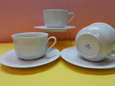 TOGNANA 3 TAZZE CON PIATTI TIPO MOMENTI DECORO RILIEVO PORCELLANA BIANCA vintage