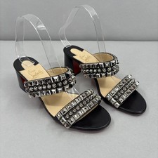 Scarpe Christian Louboutin donna taglia 39 nero sandalo borchiato tacco a spillo
