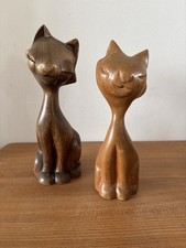 Pair Of Carved Teak Siamese