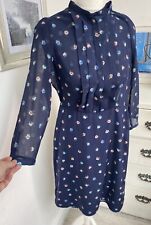 Abito donna Zara taglia EUR S parte chiffon blu navy floreale smanicato parte con bottoni