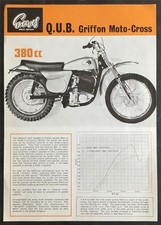 GREEVES QUB Griffon 380cc Moto Cross Bike Scheda Tecnica Vendita 1972
