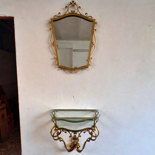 Tavolo console con specchio - console, in