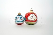 Set di 2 palline per albero di Natale in ceramica di Vietri, dipinte a mano