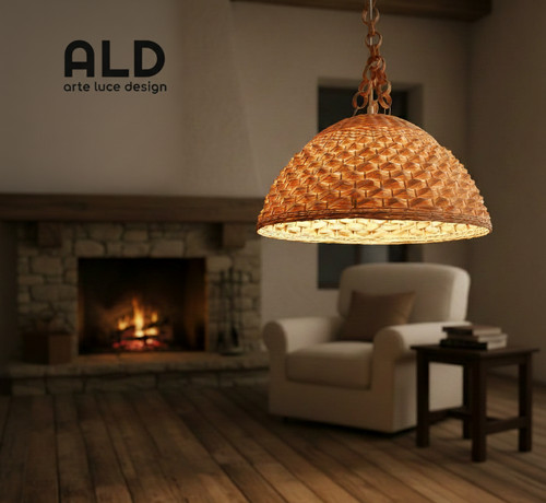 Lampadario rustico vimini - rustico, in