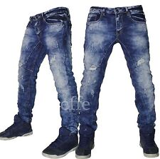 Jeans uomo Denim strappati pantaloni slim regular comfort vita bassa  nuovo 8119