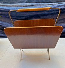 PORTARIVISTE vintage anni 60-70 palissandro e ottone design made in Italy