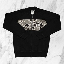 ADIDAS Felpa Zip Uomo Camo Camouflage Mimetica Grande Logo Nera Giacca Tuta Tg M