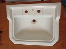 Antico Lavabo Sospeso A Due Fori In Porcellana Dimensioni Cm.51 X 41 Vedi Foto 