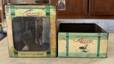 2x VINTAGE GLASS TIN BOX