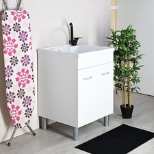 Mobile lavatoio 60x50/60 BUCKET bianco e vasca in resina