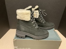 Nuovo! Stivali donna Timberland Courmayeur foderati in shearling nero scamosciato con lacci. Taglia 7