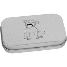 'Happy Pit Bull Terrier' Metal Hinged Tin / Storage Box (TT053280)