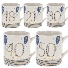 Tazza Di Compleanno Blu E Oro