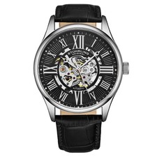 OROLOGIO UOMO STUHRLING ORIGINALE 3942 2 SCHELETRO AUTOMATICO CINTURINO PELLE NERO