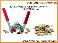 Kit Tappatrice a leva per tappi a corona e 100 tappi a corona diametro 26 mm