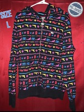 Vintage Circa Sweat Jacket Gangster Pattern hoodie RARE HTF Sz LARGE Reversible
