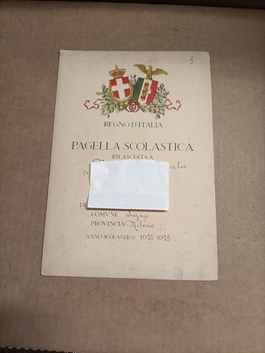 Pagella scolastica 1928 1929 - scolastica,