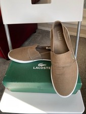 Sneakers estive Lacoste Clemente tempo libero eleganti in tela da uomo in cachi taglia 9 UK