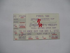 Pyroil 500 NASCAR Winston Cup Ticker Stub 11/1/1992