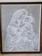 quadro madonna con bambino ad uncinetto