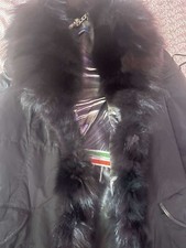 CAPPOTTO IN VERA PELLE NERO CON PELLICCIA TG 46 IMPERMEABILE