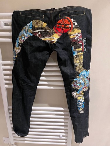 Jeans uomo blu scuro evisu - jeans, con