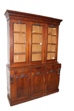 Libreria Bookcase Inglese Stile Vittoriano in Legno di Mogano XIX secolo