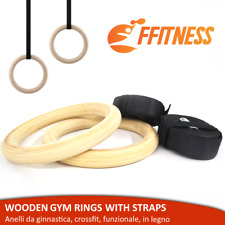 ANELLI IN LEGNO GINNICI OLIMPICI CROSSFIT FITNESS PALESTRA PULL UP FORZA WOODEN