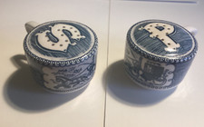 Scuoti sale e pepe cavallo carrozza blu reale Currier & Ives vintage