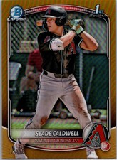 2025 Bowman #BCP-21 Slade Caldwell Chrome Prospects rifrattore oro #/50