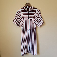 Abito corto caftano Zara bianco arancione tessuto navy taglia L 