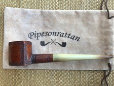 SPLENDIDO! PIPA MOLTO VECCHIA FACETTA A MANO LIBERA, STELO IN CORNO ORIGINALE, MADE IN FRANCE.