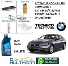TAGLIANDO 4 FILTRI E OLIO ORIGINALE BMW 5W30 SERIE 5 520D F10 F11 135KW 184 CV