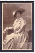 Cartolina Fotografica Foto d'Epoca Donna con Cappello  KKD5424