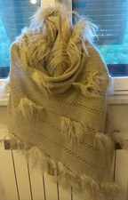 Mantella stola scialle Max Mara cashmere vera pelliccia Mongolia grigio PREGIATA