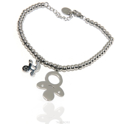 Bracciale acciaio palline - acciaio,