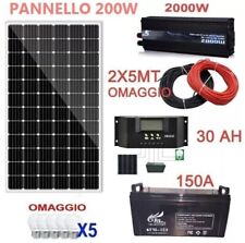 Kit Fotovoltaico 2 KW Pwm Inverter 2000W Pannello Solare 200W Batteria 150 Amp