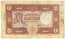 1000 LIRE FALSO D'EPOCA BARBETTI GRANDE M TESTINA BI REPUBBLICA 22/07/1946 MB