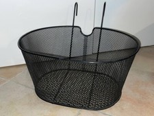 Cestino - Cesto in metallo a rete ovale nero per bici - bicicletta con ganci