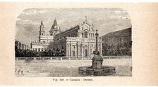 Stampa antica CATANIA veduta Cattedrale di Sant'Agata Sicilia 1910 Old print
