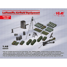 LUFTWAFFE AIRFIELD EQUIPMENT KIT 1:48 Icm Kit Aerei Modellino Nuovo